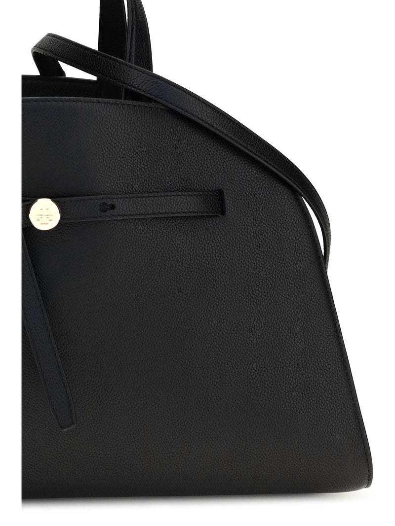 Tory Burch Romy Bauletto Shoulder Bag — Black Leather