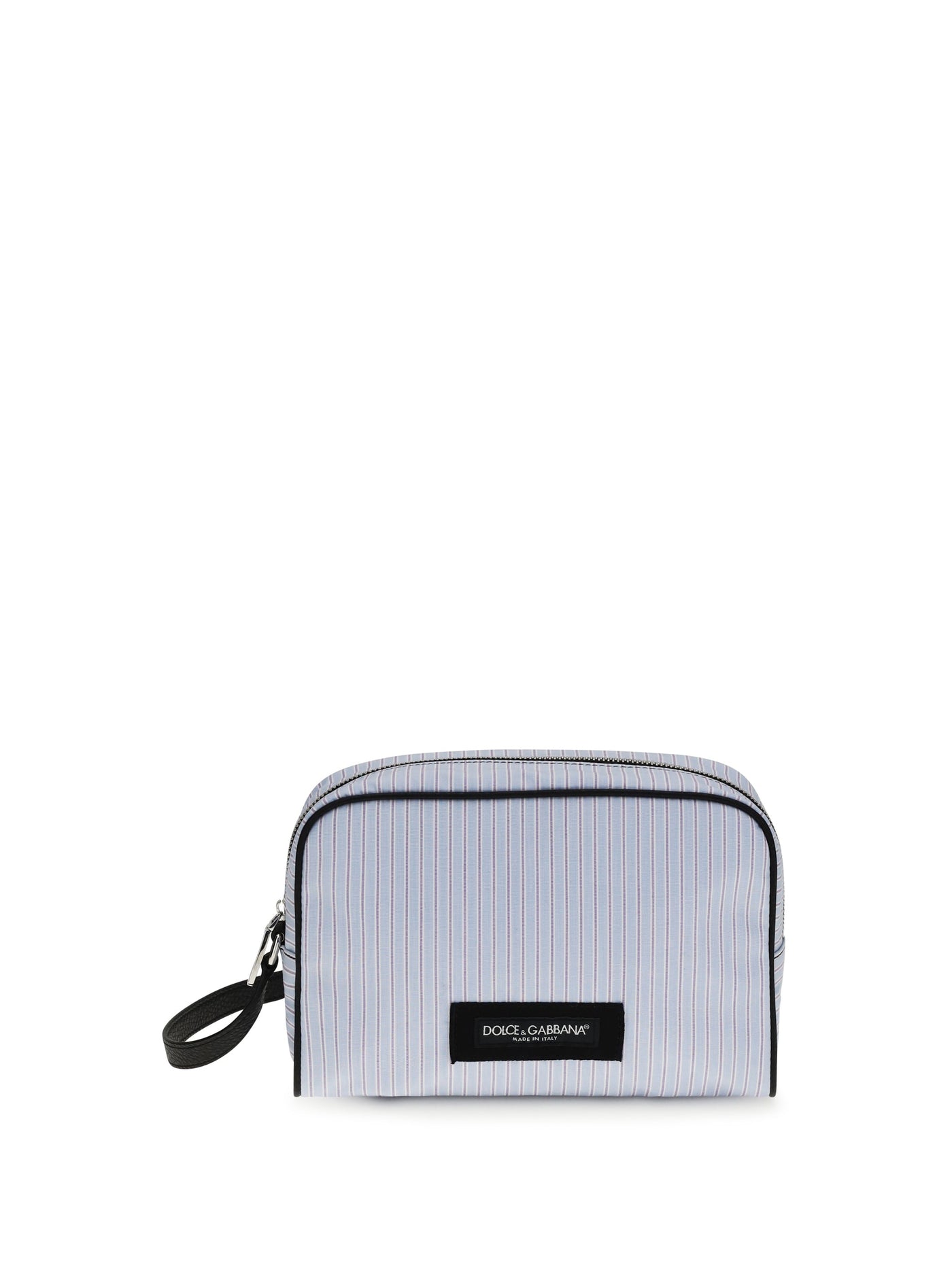 Dolce & Gabbana Striped Poplin And Leather Wallet — Blue