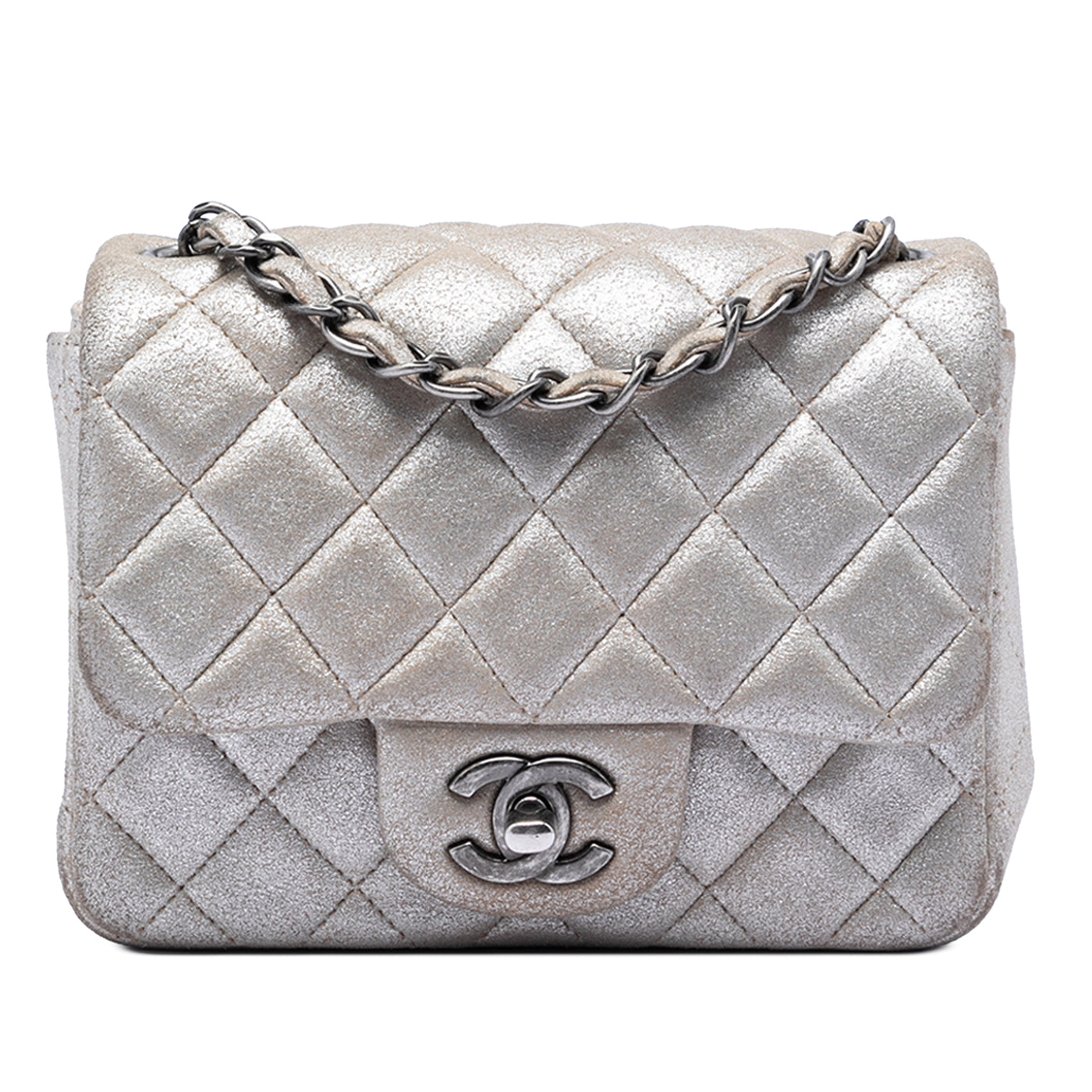 Mini Square Classic Metallic Lambskin Single Flap - Image 1