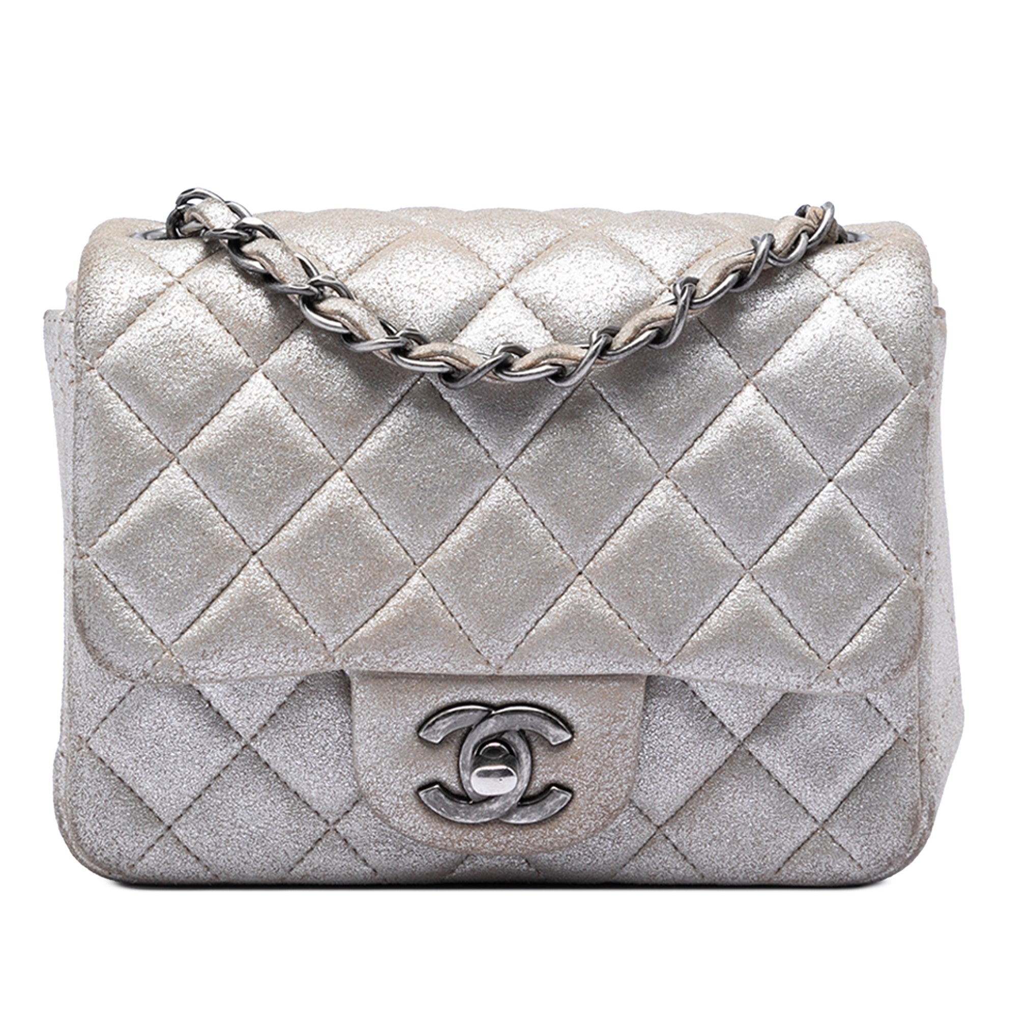 Mini Square Classic Metallic Lambskin Single Flap - Image 1