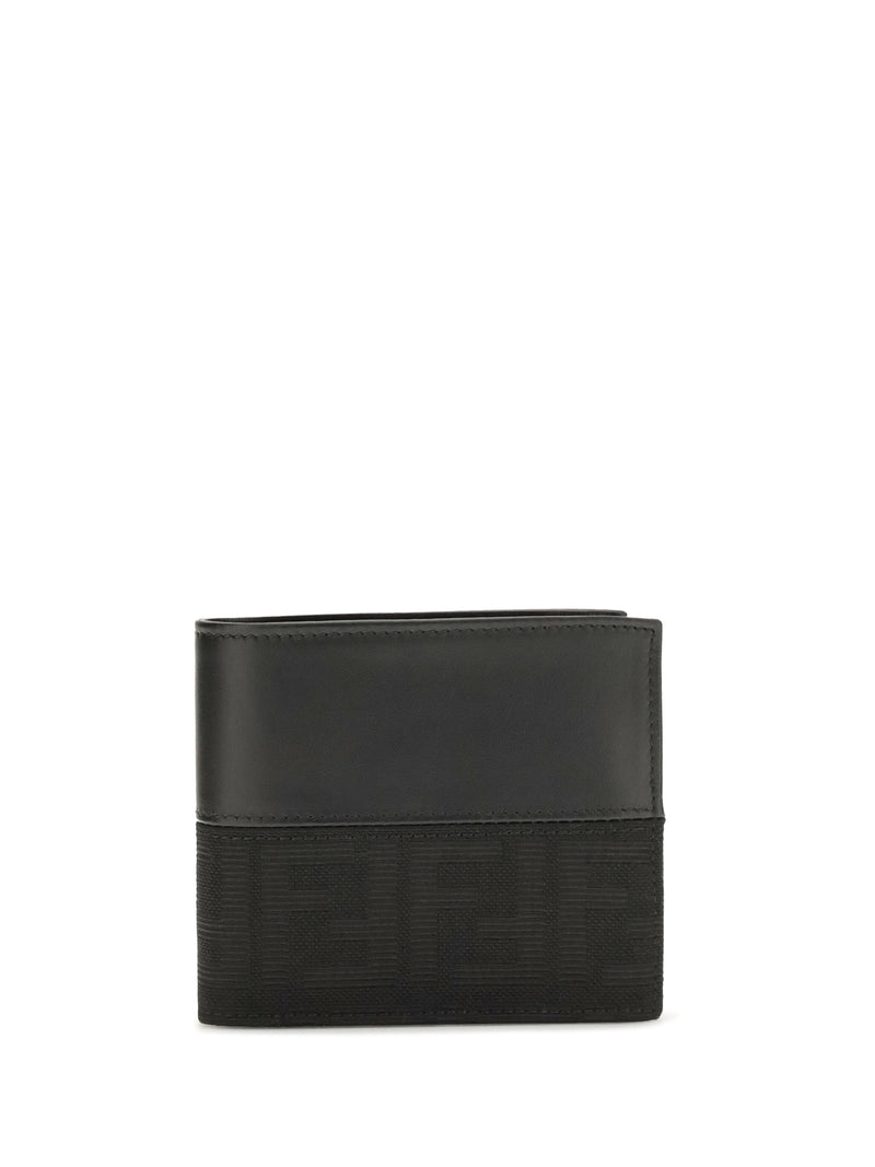 Fendi Ff Jacquard Leather Wallet — Black Calf