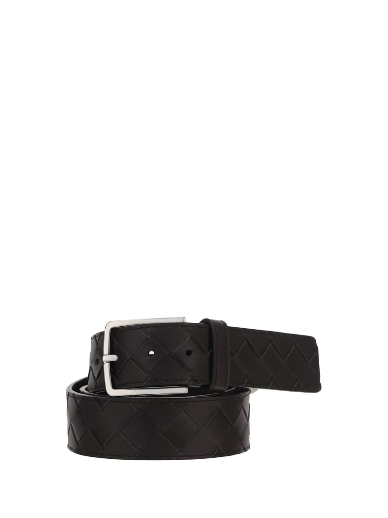 Bottega Veneta Intrecciato Leather Belt — Silver Calf