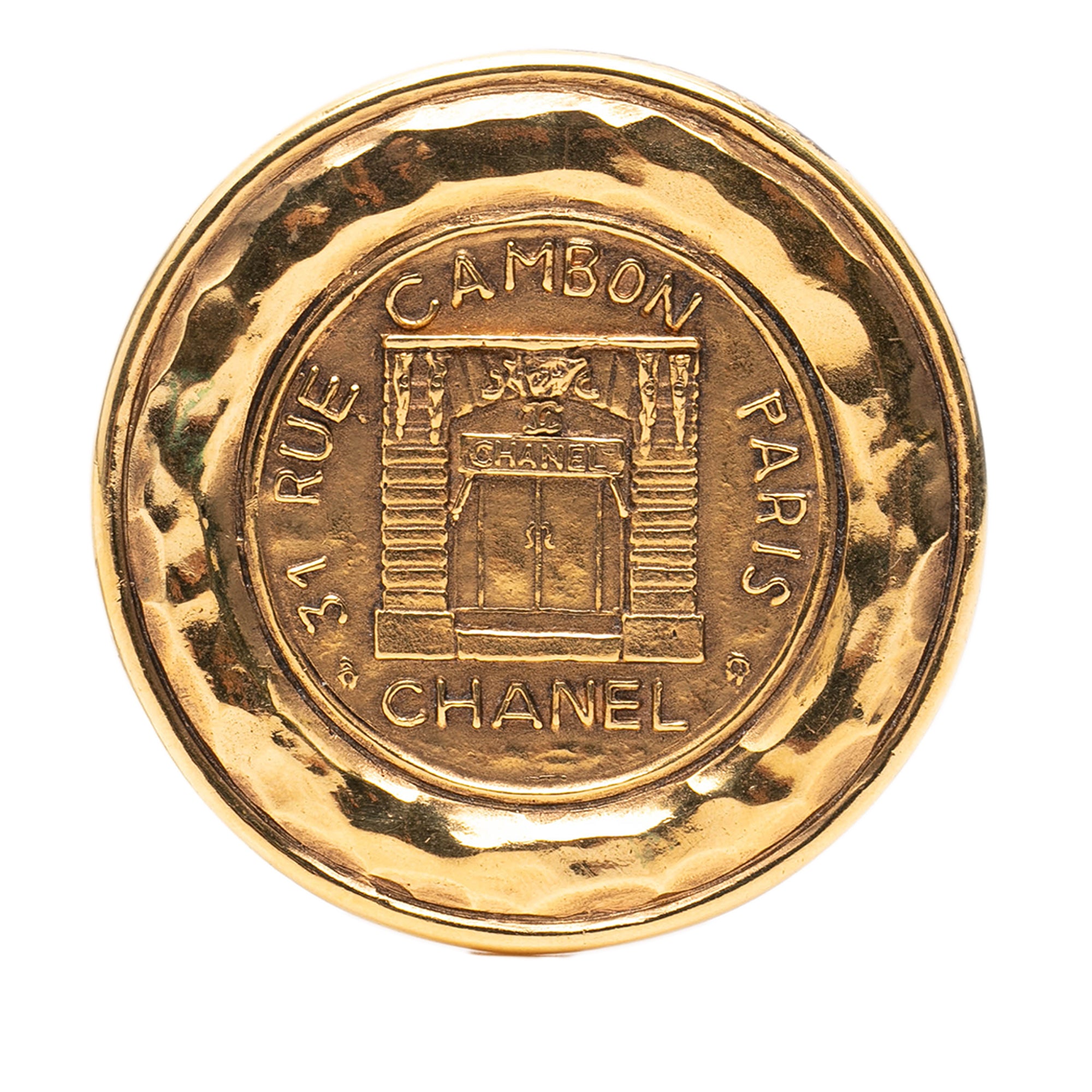 Gold Plated 31 Rue Cambon Round Brooch - Image 1