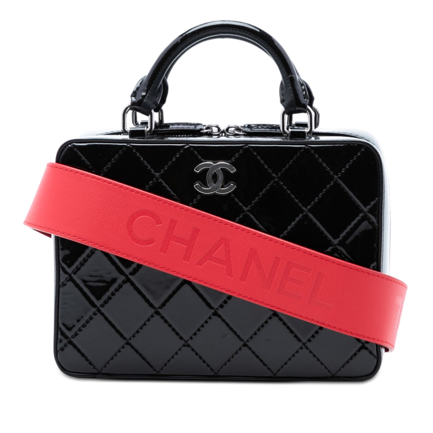 CC Quilted Patent Travel Kit Vanity Case - Image 1