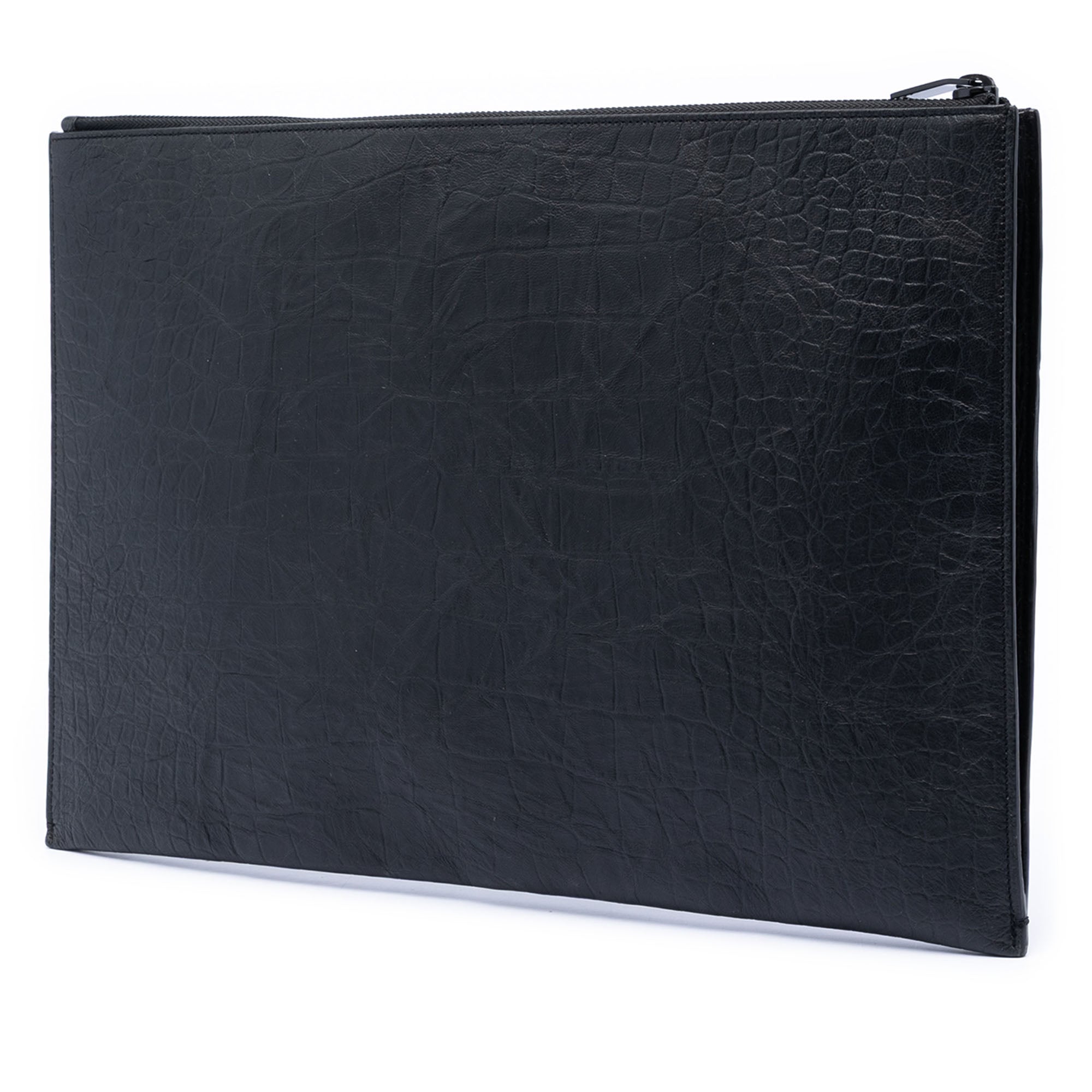 Croc Embossed Leather Monogram Clutch - Image 2