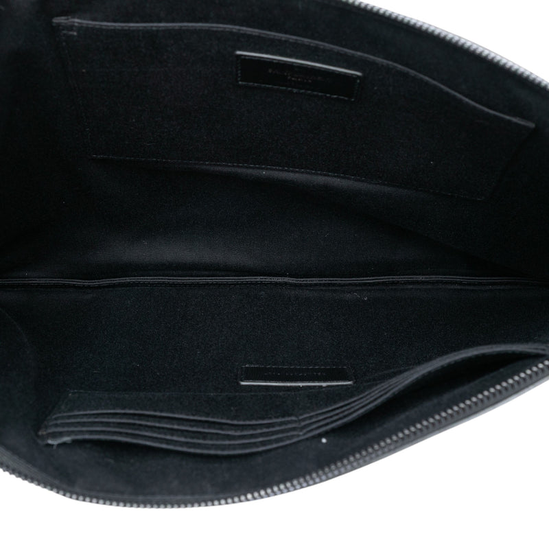 Croc Embossed Leather Monogram Clutch - Image 4