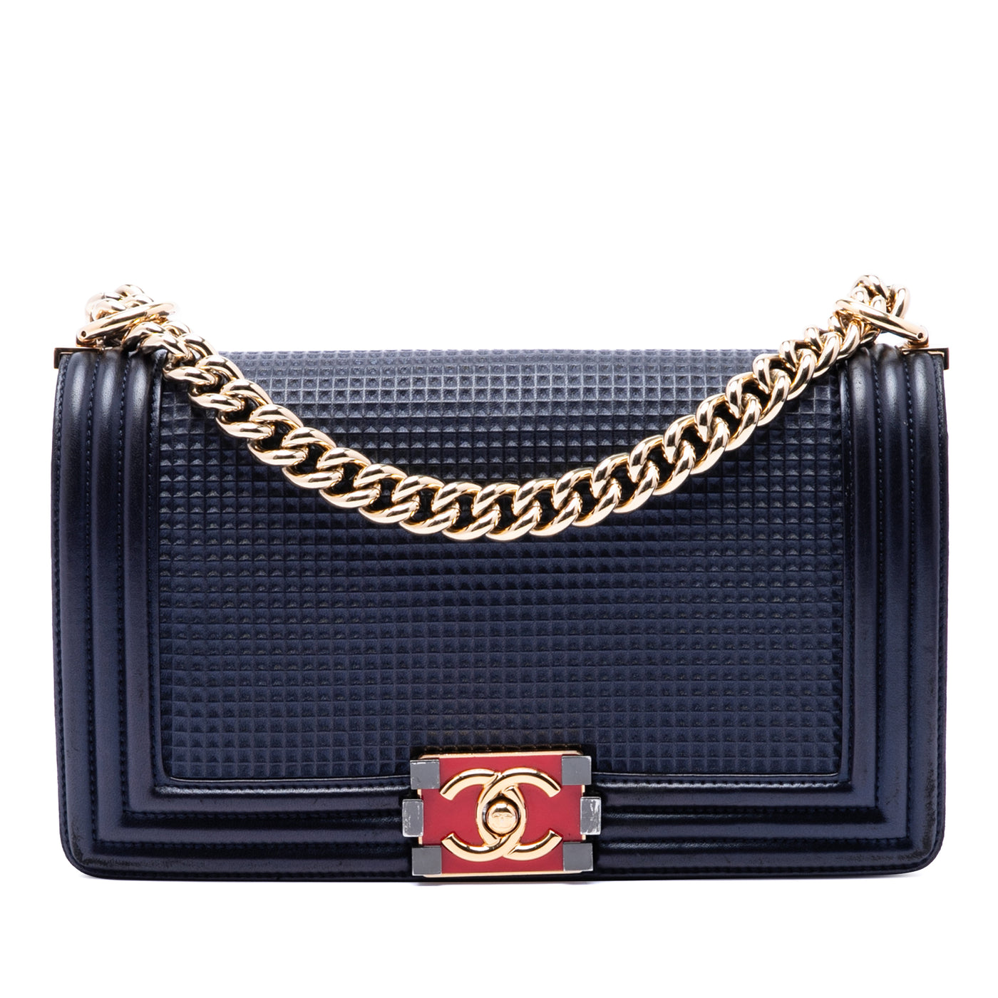 Old Medium Lambskin Embossed Cube Boy Flap - Image 1