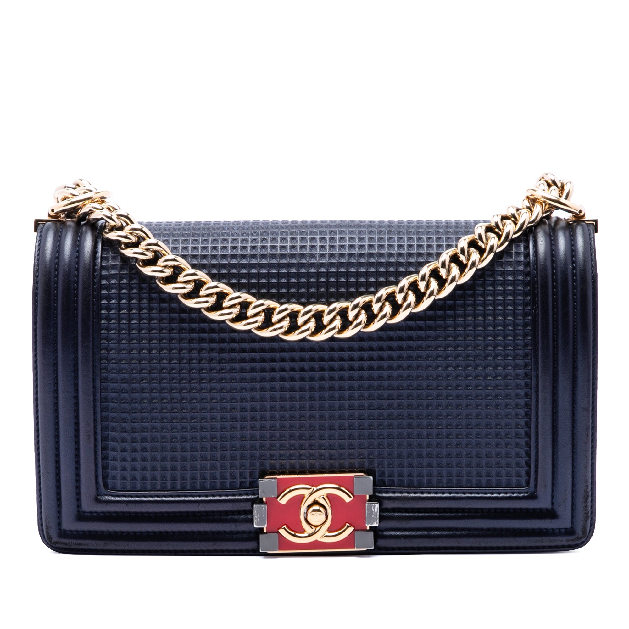 Old Medium Lambskin Embossed Cube Boy Flap - Image 1