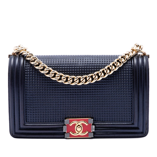 Old Medium Lambskin Embossed Cube Boy Flap - Image 1