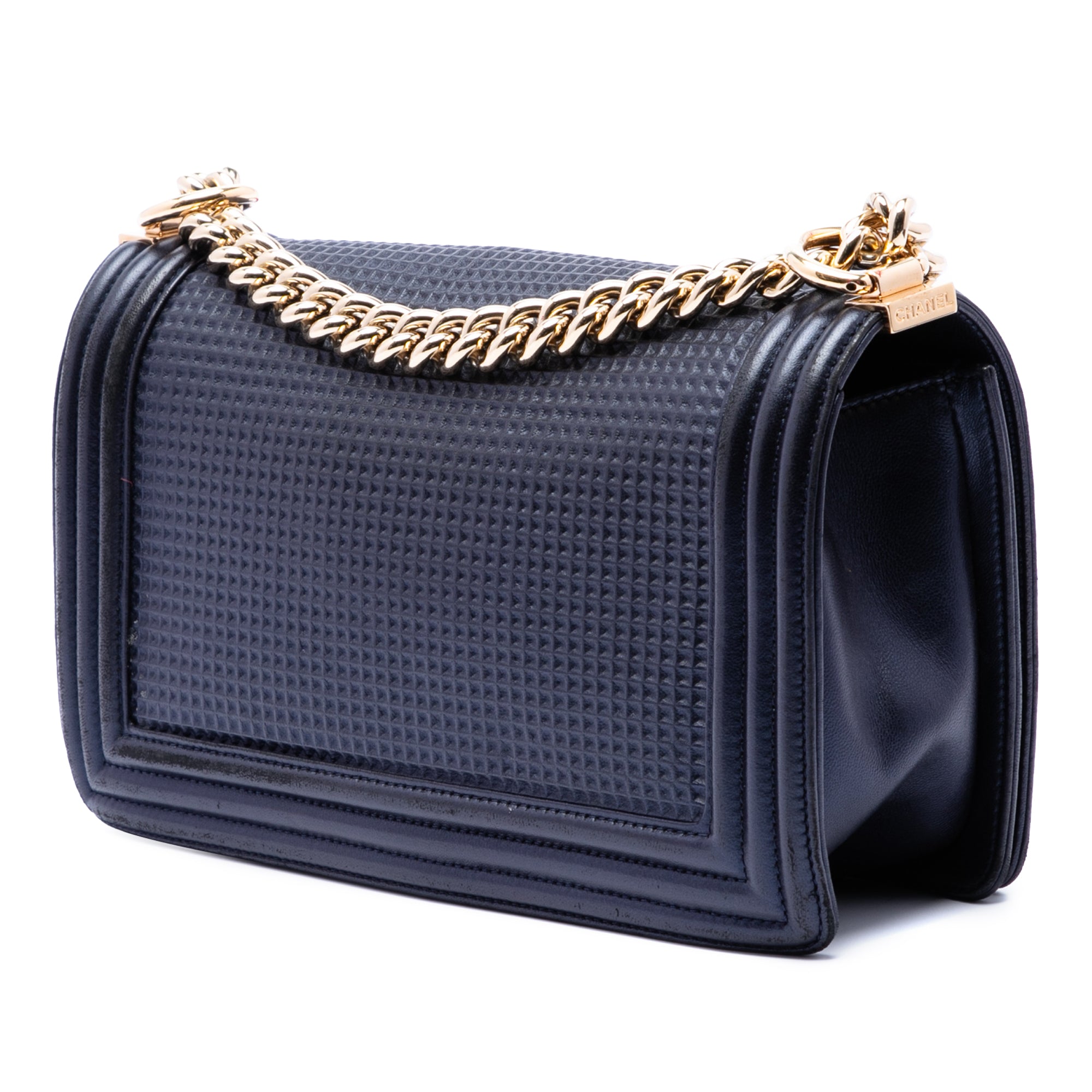Old Medium Lambskin Embossed Cube Boy Flap - Image 2