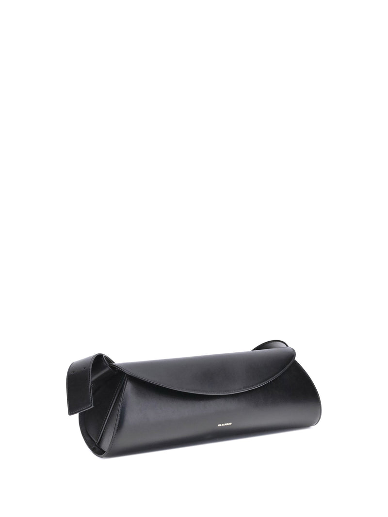 Jil Sander Cannolo Shoulder Bag — Black Calf Leather