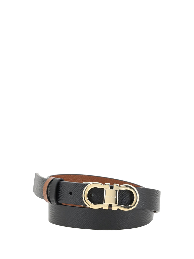 Ferragamo Reversible Calf Leather Belt — Black