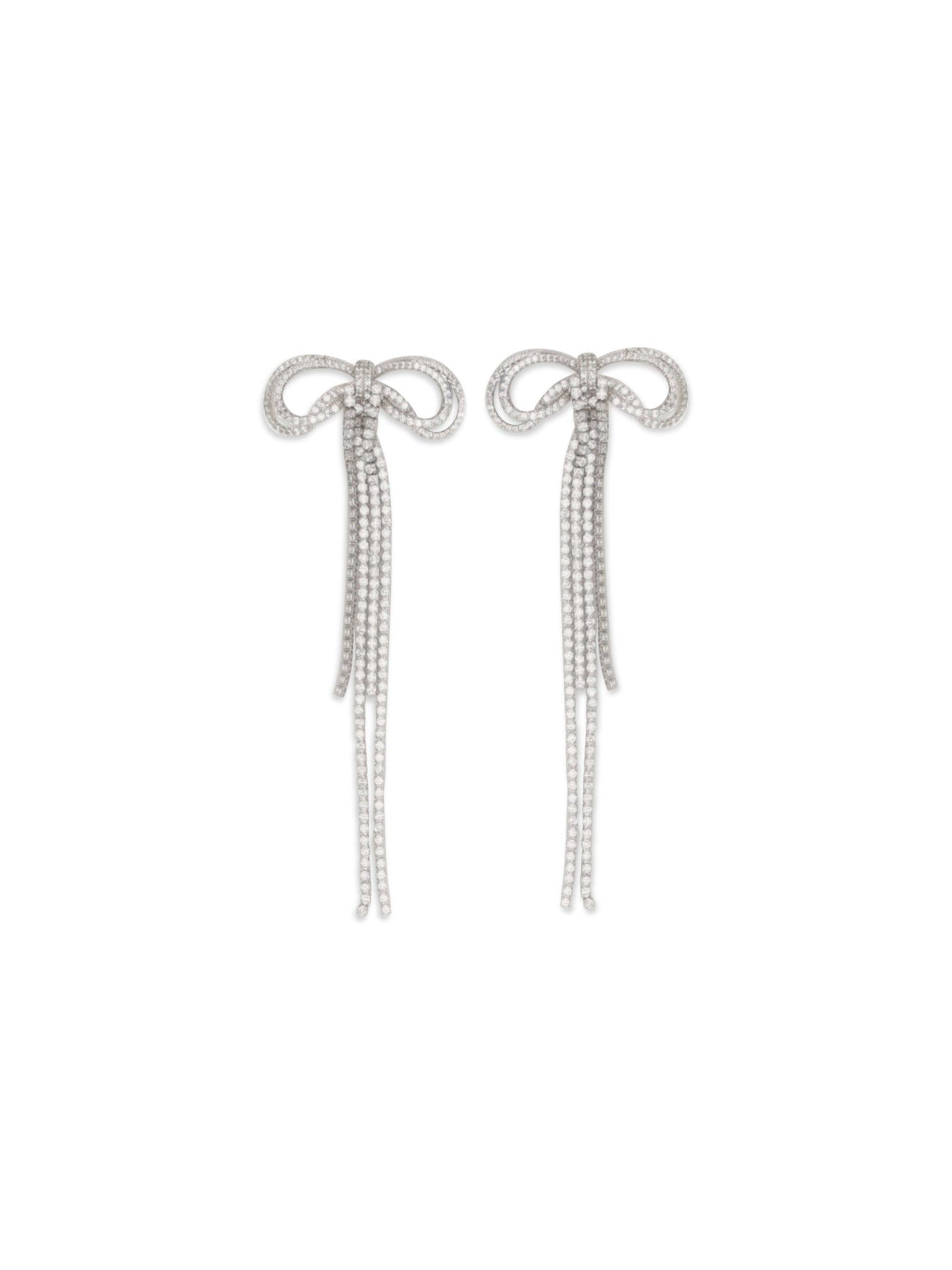 Self-Portrait Crystal Bow Earrings — Silver Brass
