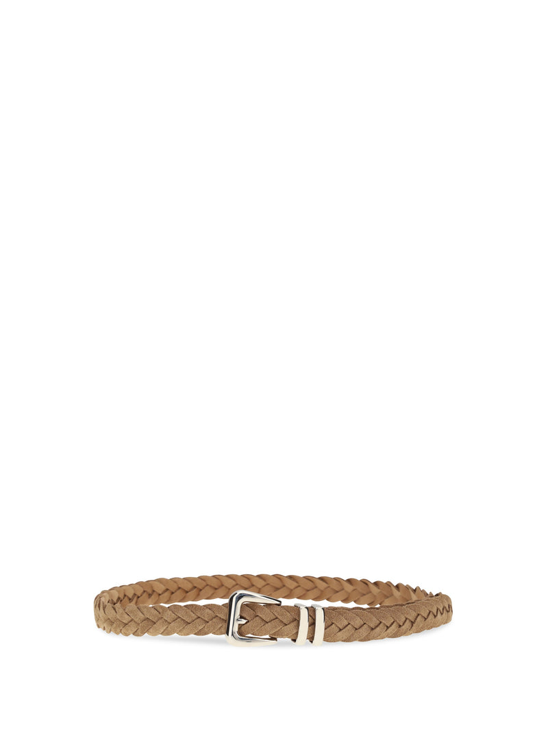 Brunello Cucinelli Woven Leather Belt — Brown Calf Bos Taurus