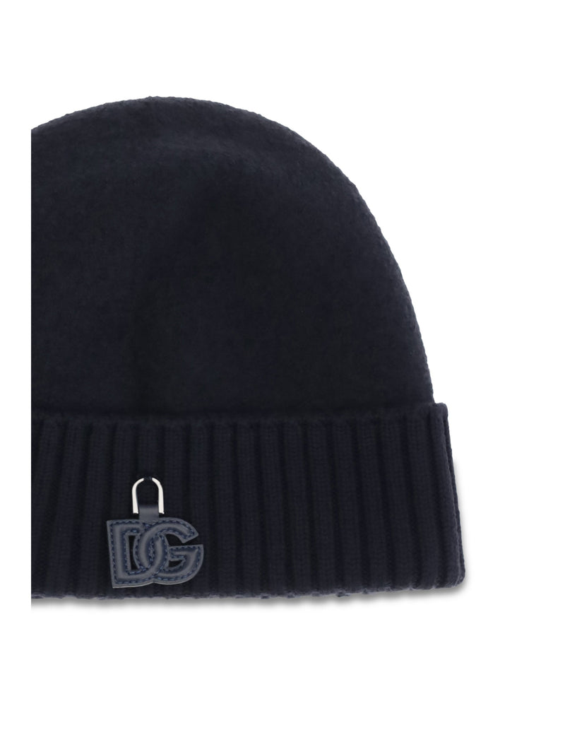 Dolce & Gabbana Gx53ktjdvlq Ribbed Wool Beanie — Black Ovis Aries Beanies