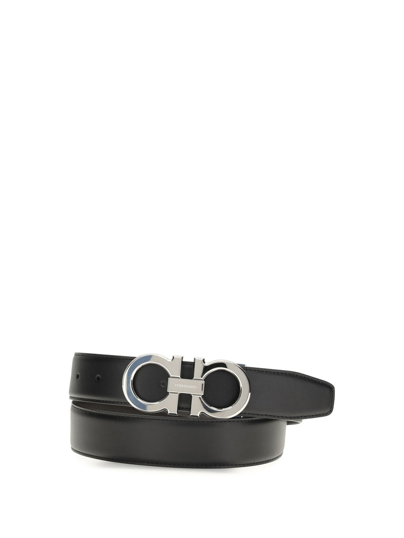 Ferragamo Gancini Belt — Black Calf Leather