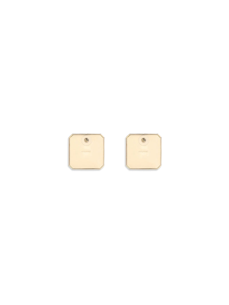Self-Portrait Square Enamel Earrings — Gold Brass