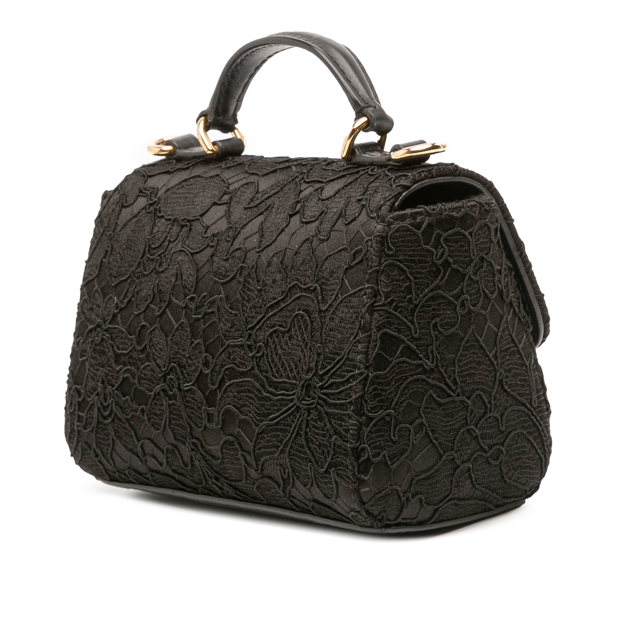 Silk and Lace Crystal Embellished DG Flap Satchel - Image 2