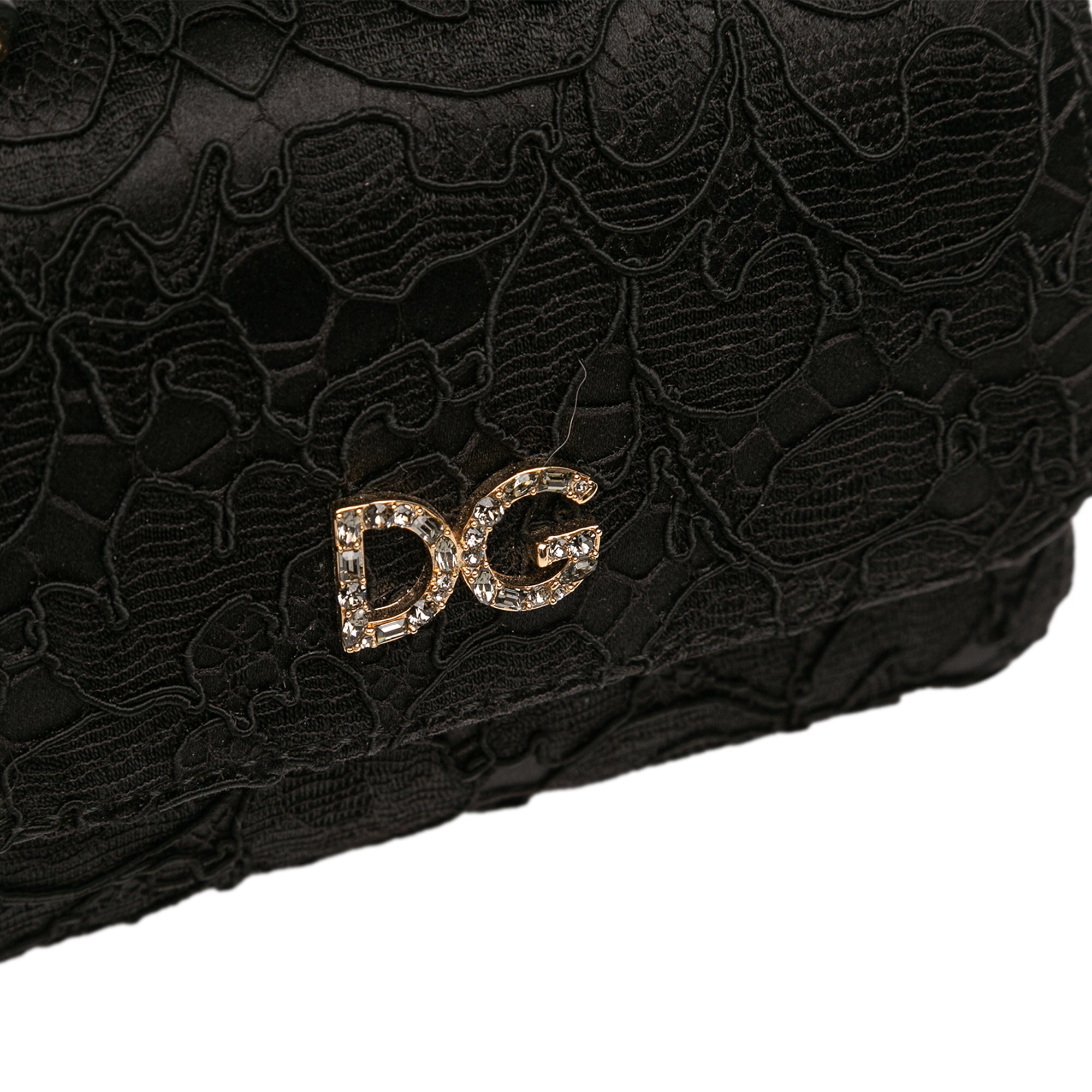 Silk and Lace Crystal Embellished DG Flap Satchel - Image 6