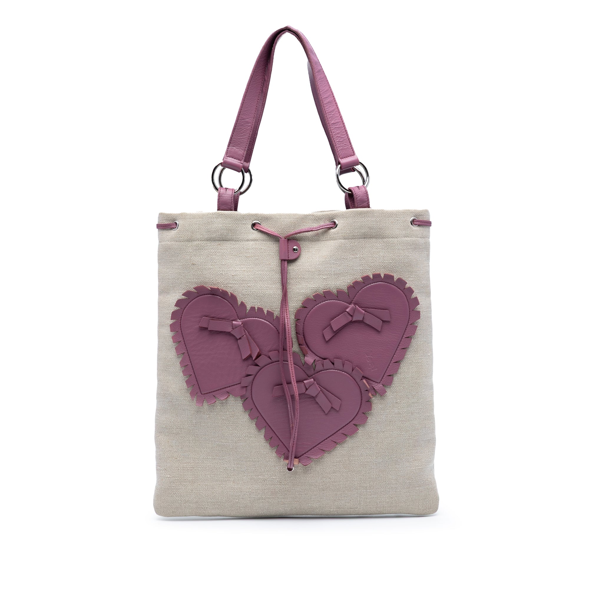 Canvas Fringed Heart Applique Tote - Image 1