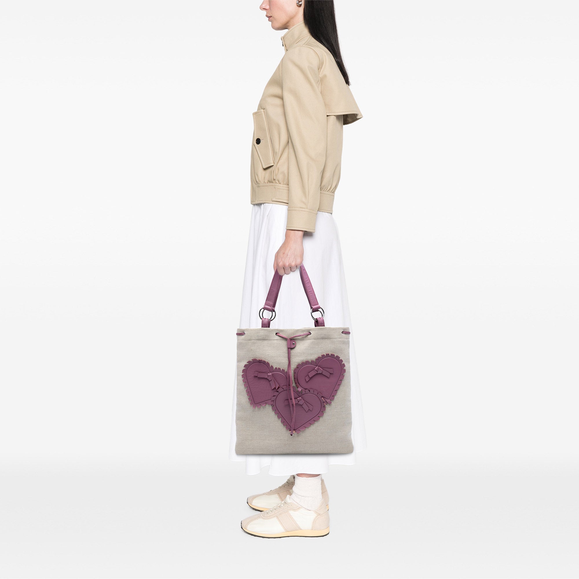 Canvas Fringed Heart Applique Tote - Image 7