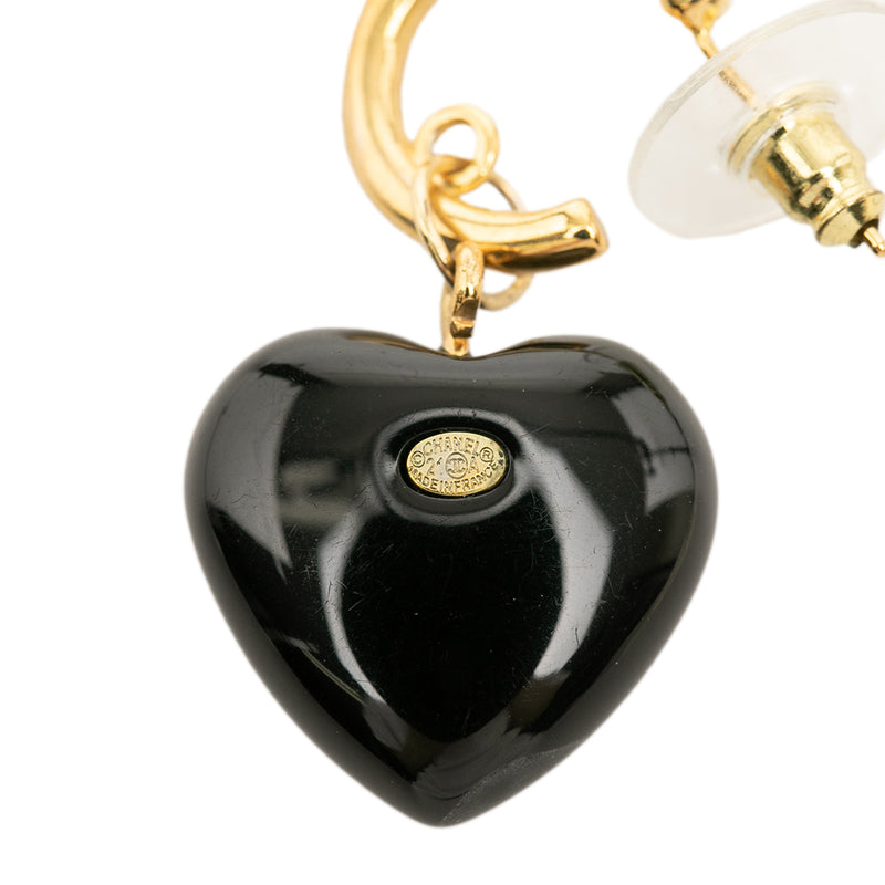 CC Gold Plated Resin and Strass Heart Drop Push Back Earrings - Image 3