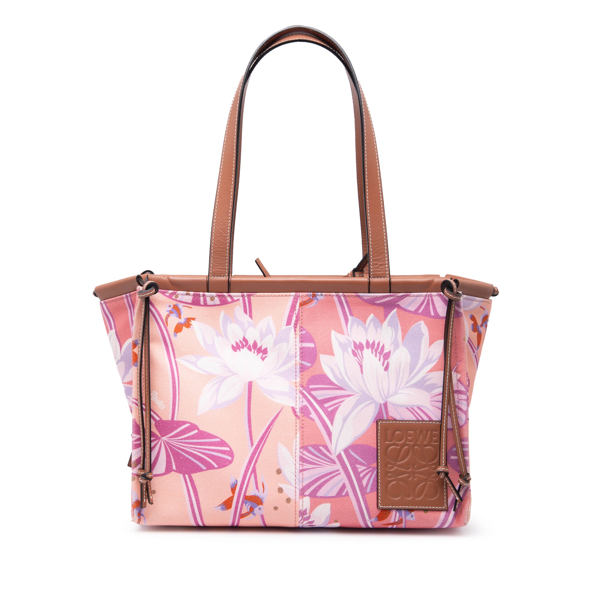 Paulas Ibiza Small Canvas Waterlily Print Cushion Tote - Image 1