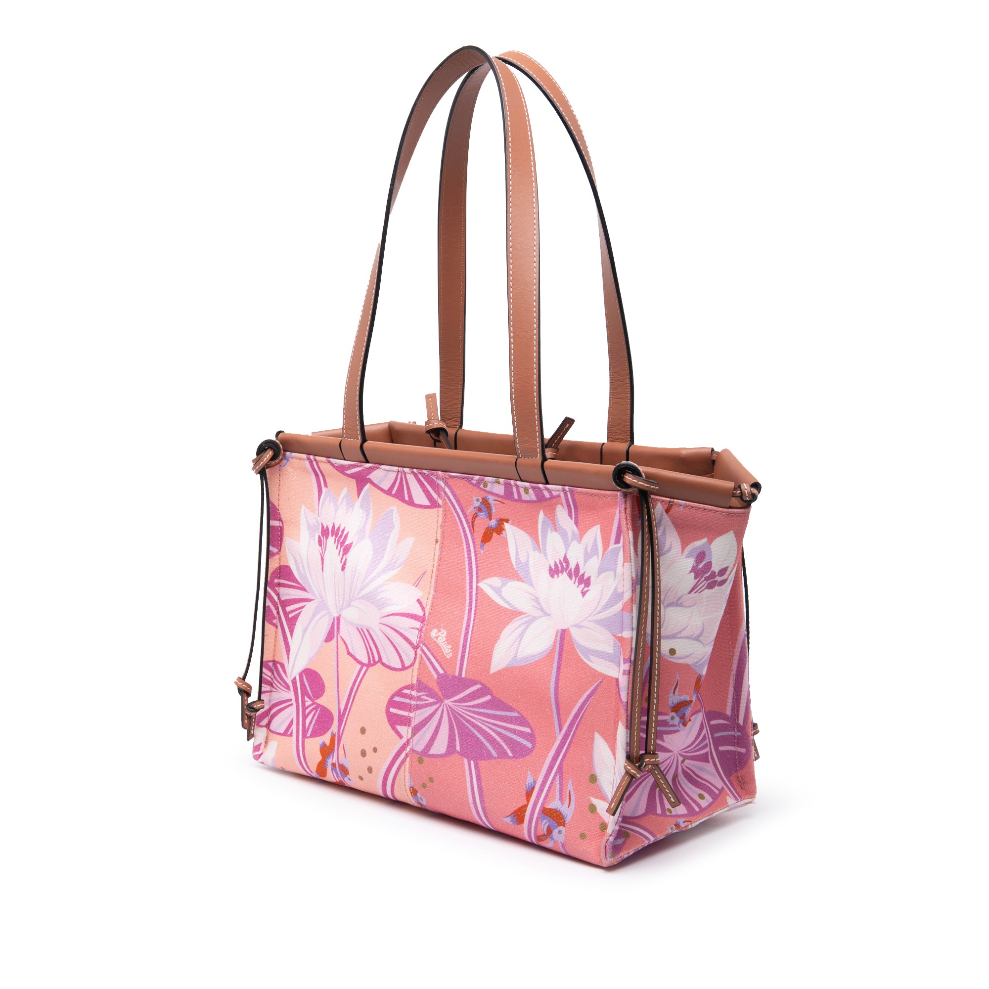 Paulas Ibiza Small Canvas Waterlily Print Cushion Tote - Image 2