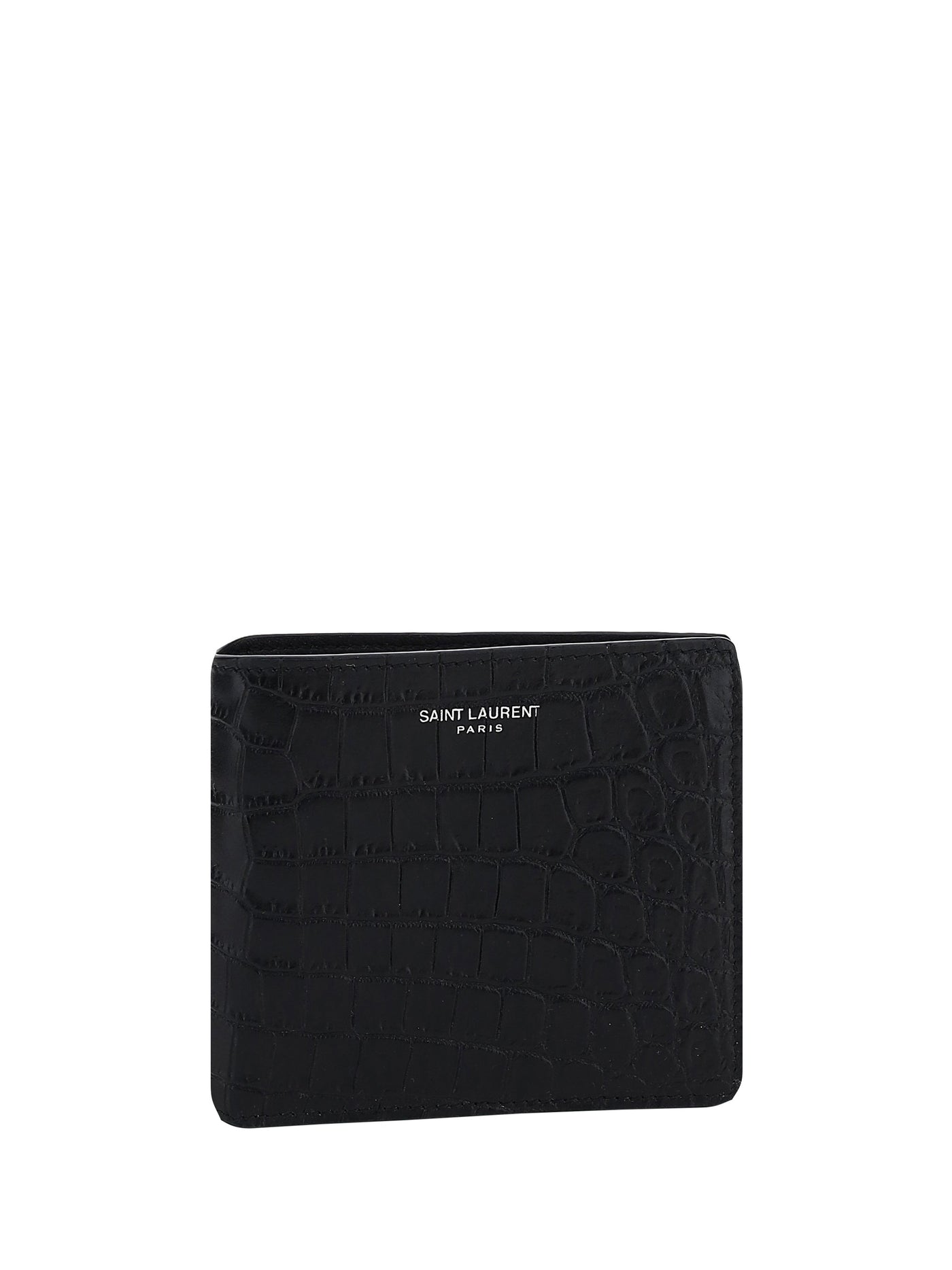 Saint Laurent Crocodile-Embossed Calf Leather Wallet — Black Bos Taurus