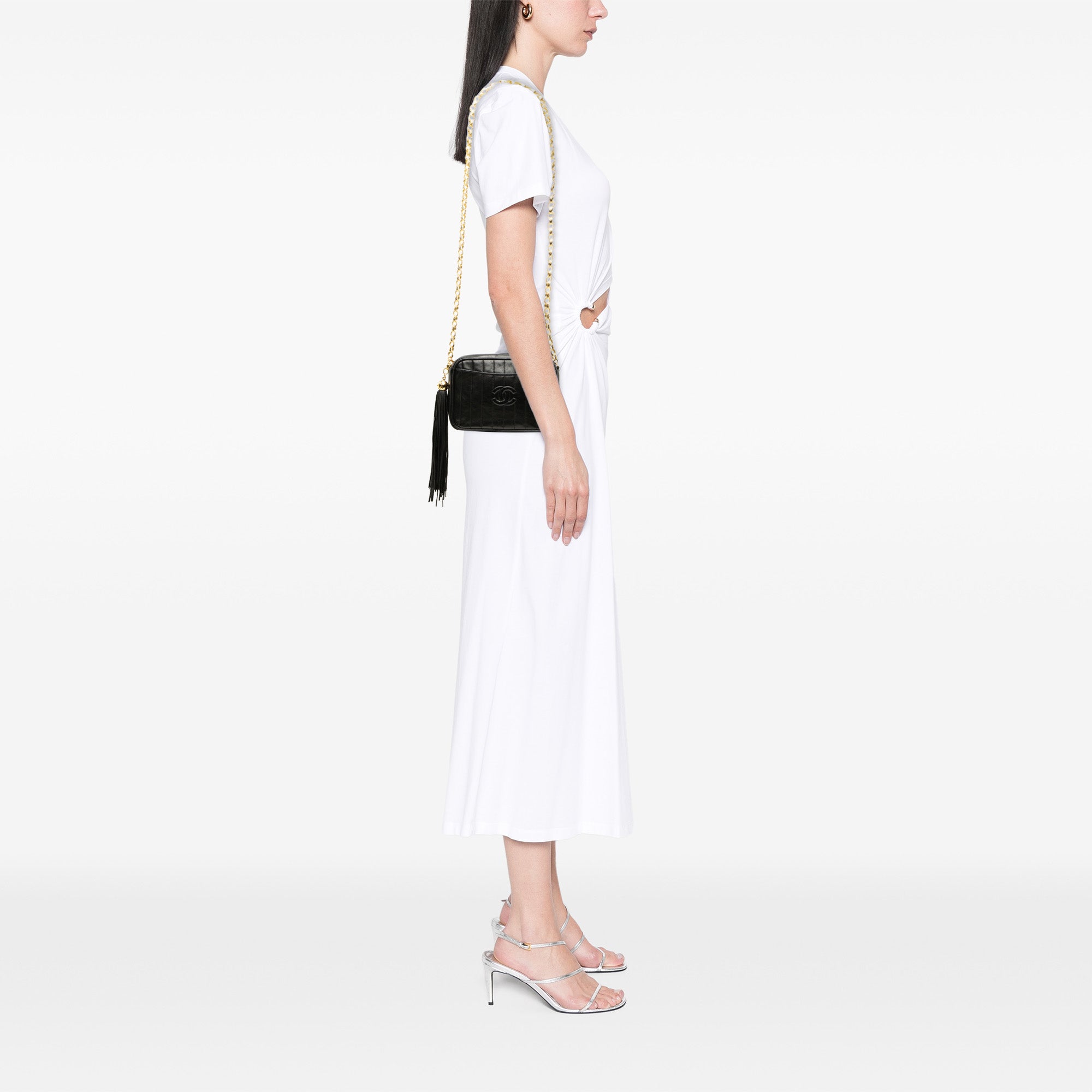 CC Vertical Quilted Lambskin Tassel Camera Bag - Image 7