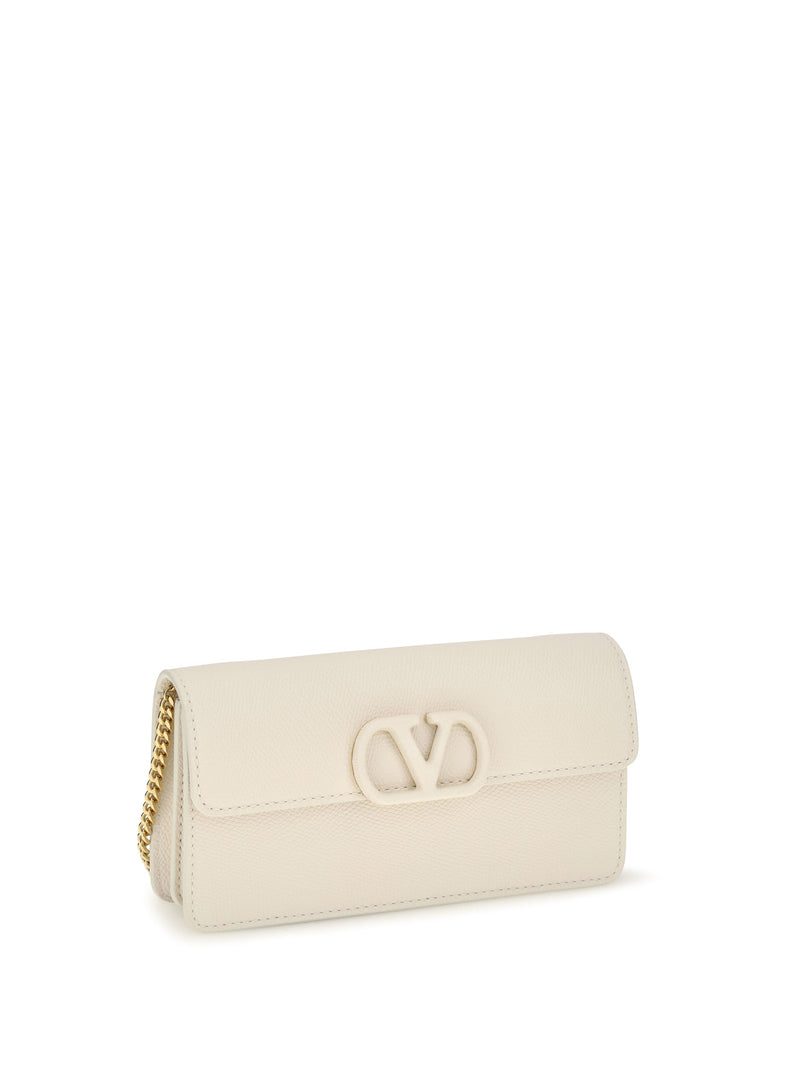 Valentino Garavani Vlogo Wallet — Beige Calf Leather Bos Taurus
