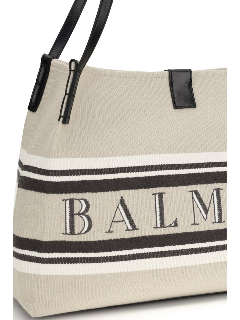 Balmain Release Shoulder Bag — Beige Cotton