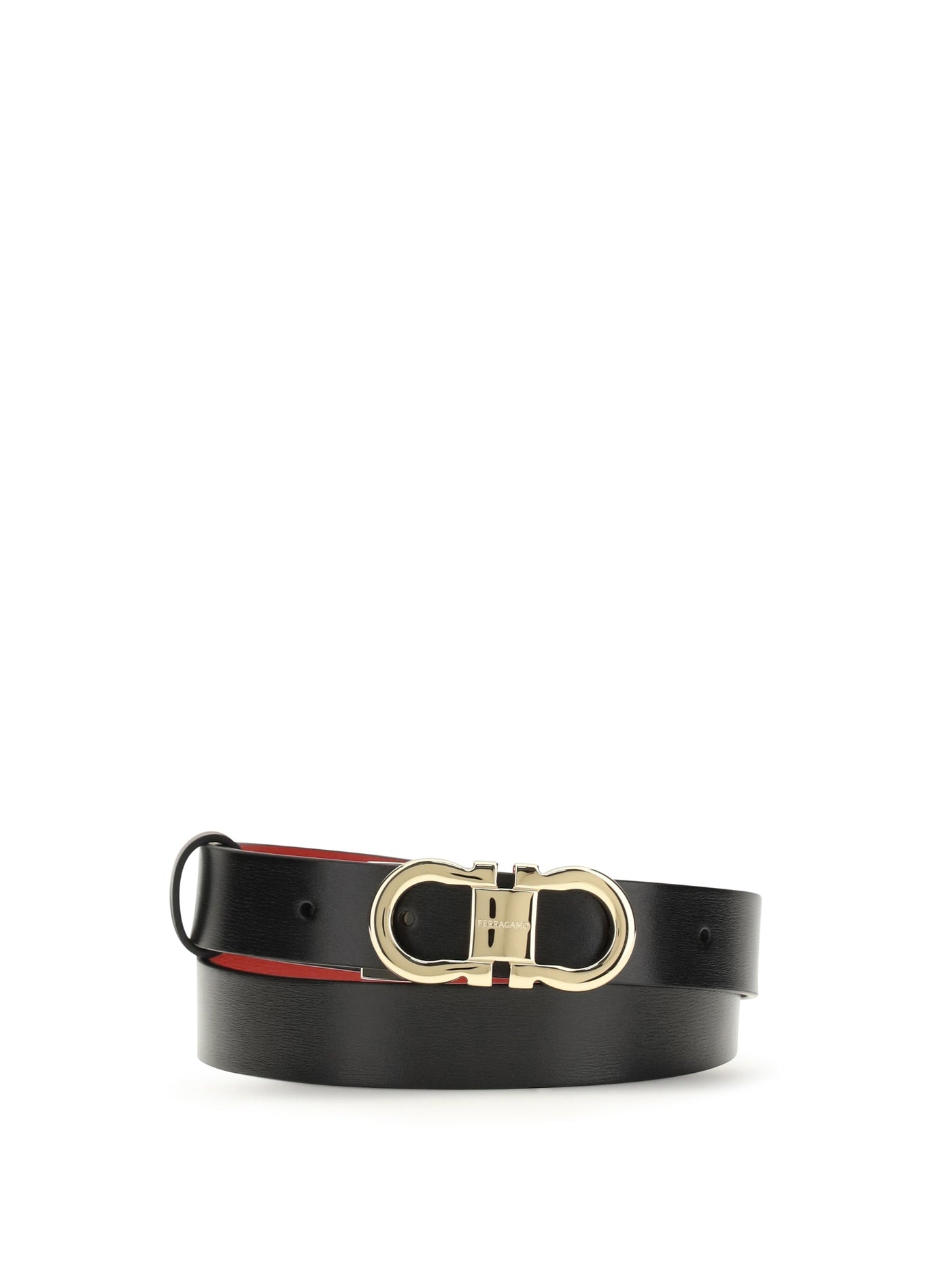 Ferragamo Gancini Belt — Black Calf Leather Bos Taurus
