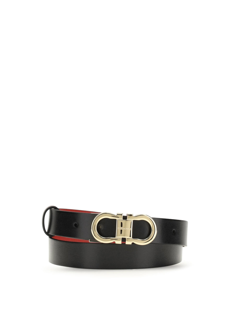 Ferragamo Gancini Belt — Black Calf Leather Bos Taurus