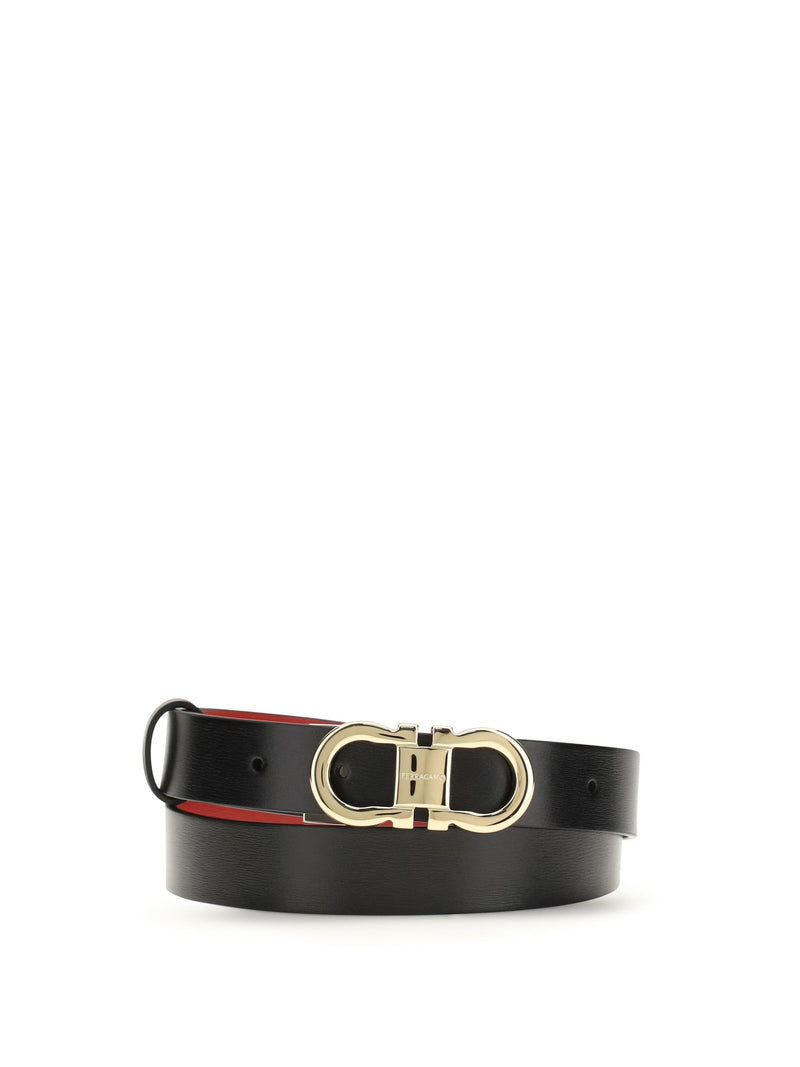 Ferragamo Gancini Belt — Black Calf Leather