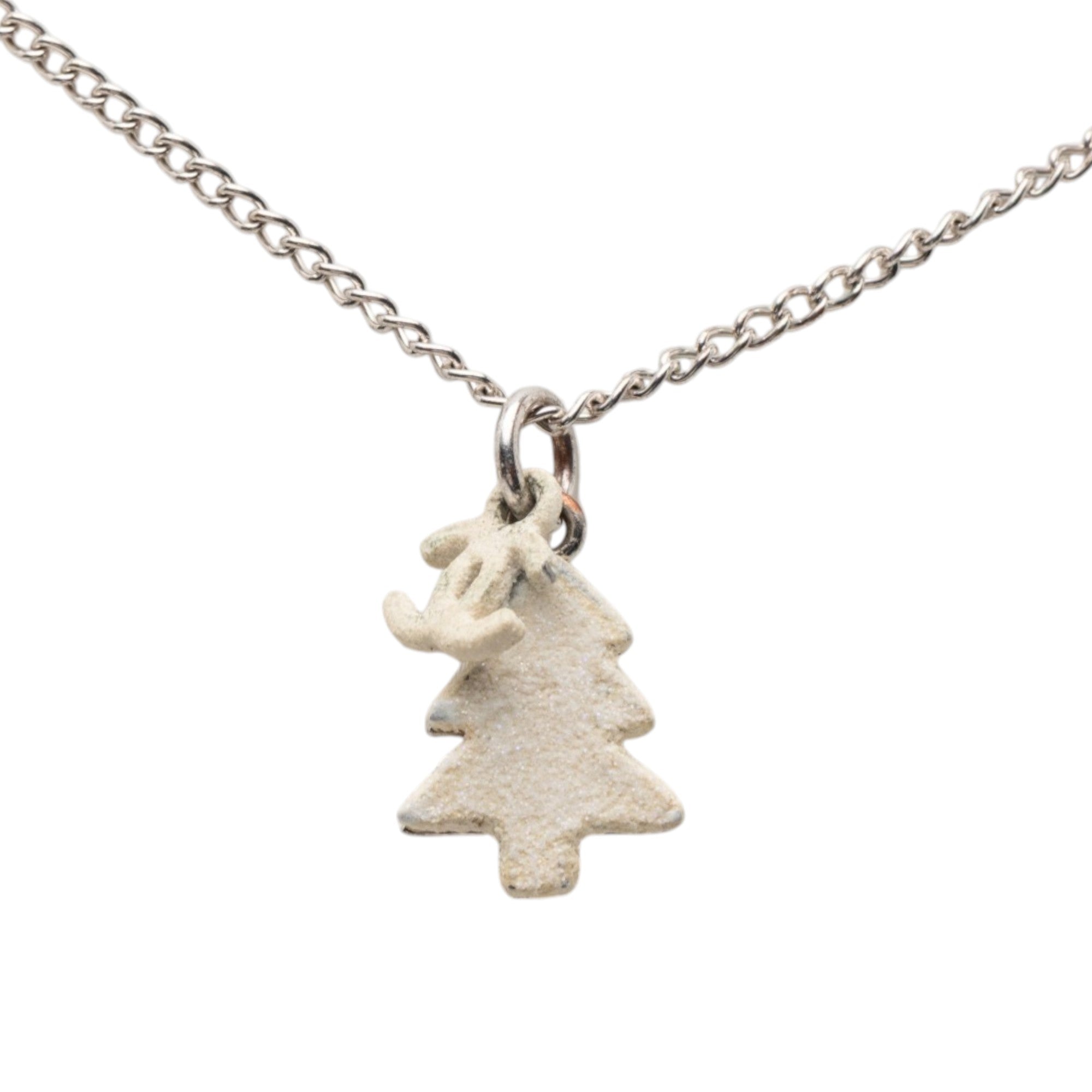 Silver Plated CC Christmas Tree Pendant Necklace - Image 2
