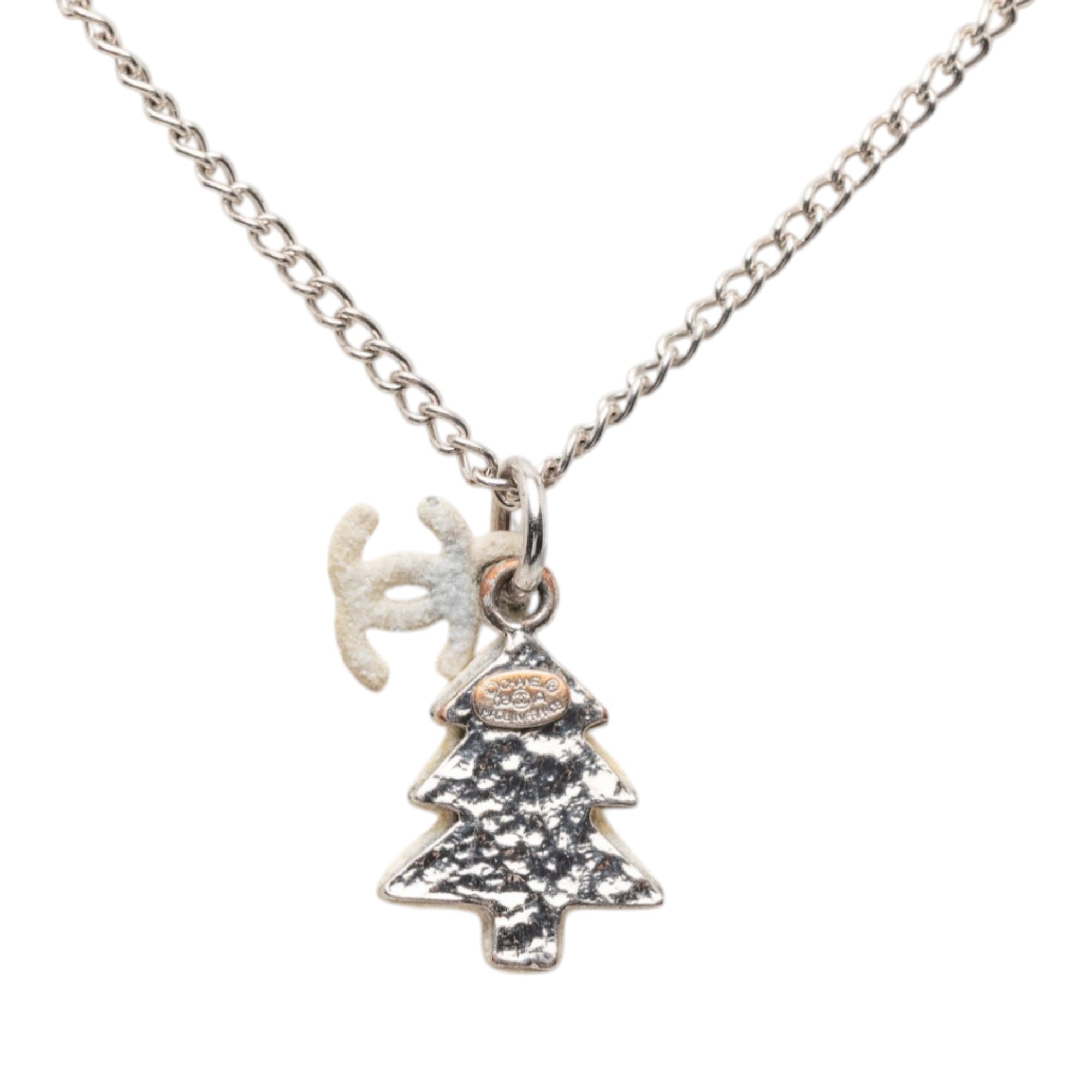 Silver Plated CC Christmas Tree Pendant Necklace - Image 3