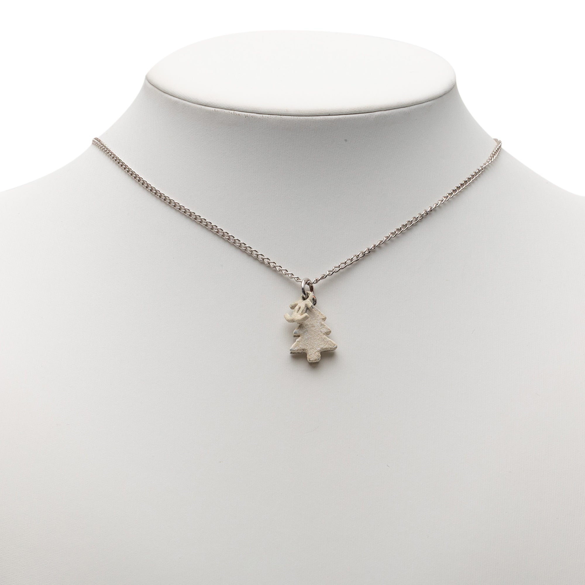 Silver Plated CC Christmas Tree Pendant Necklace - Image 5