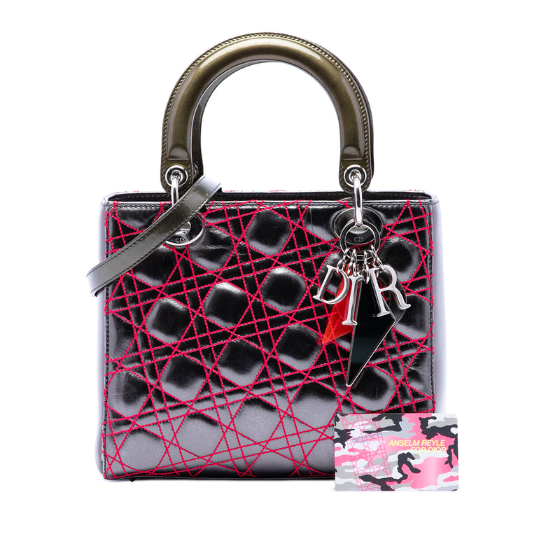Anselm Reyle Medium Metallic Lambskin Cannage Lady Dior - Image 7