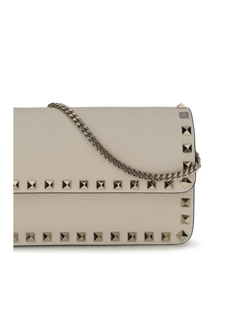 Valentino Garavani Chain Wallet — Beige Calf Leather Bos Taurus
