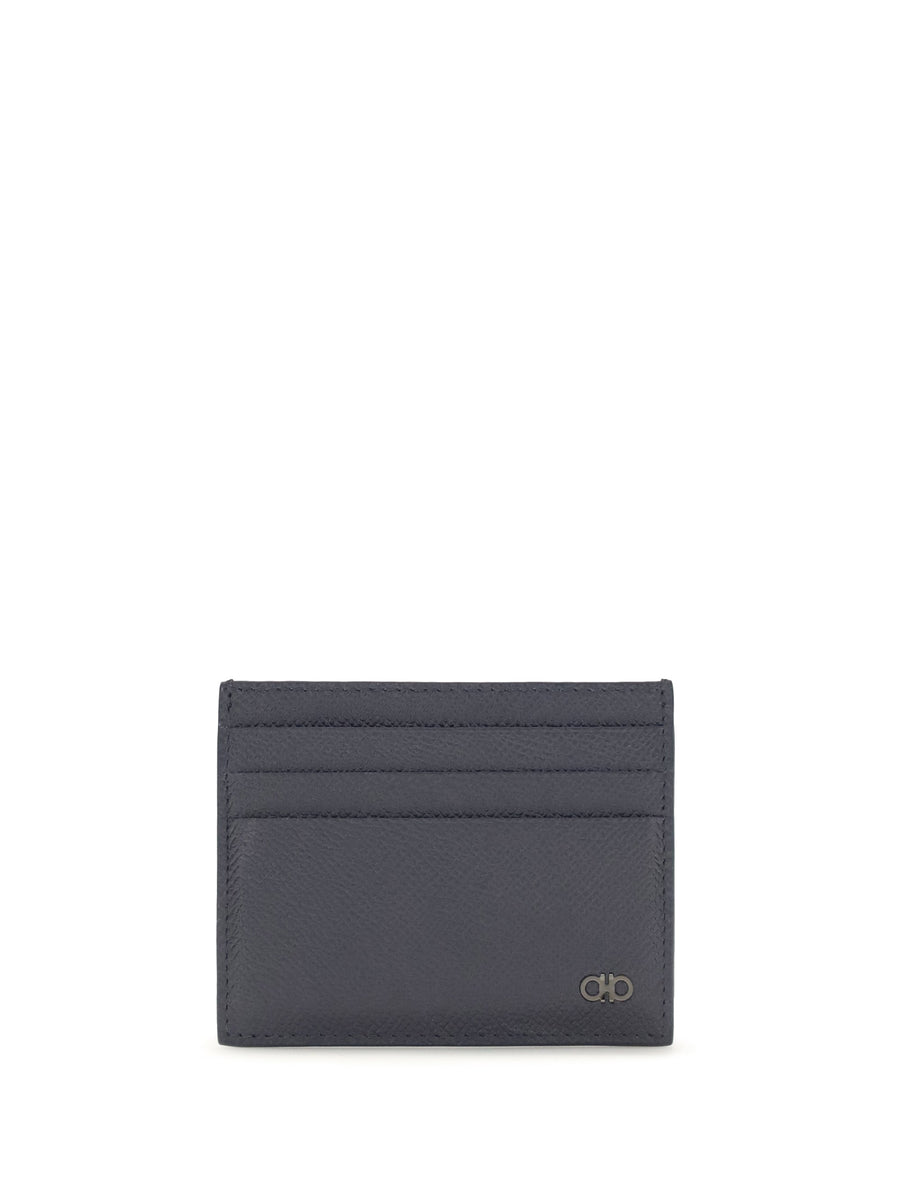 Ferragamo Gancini Card Case — Navy Calf Leather Bos Taurus Cases