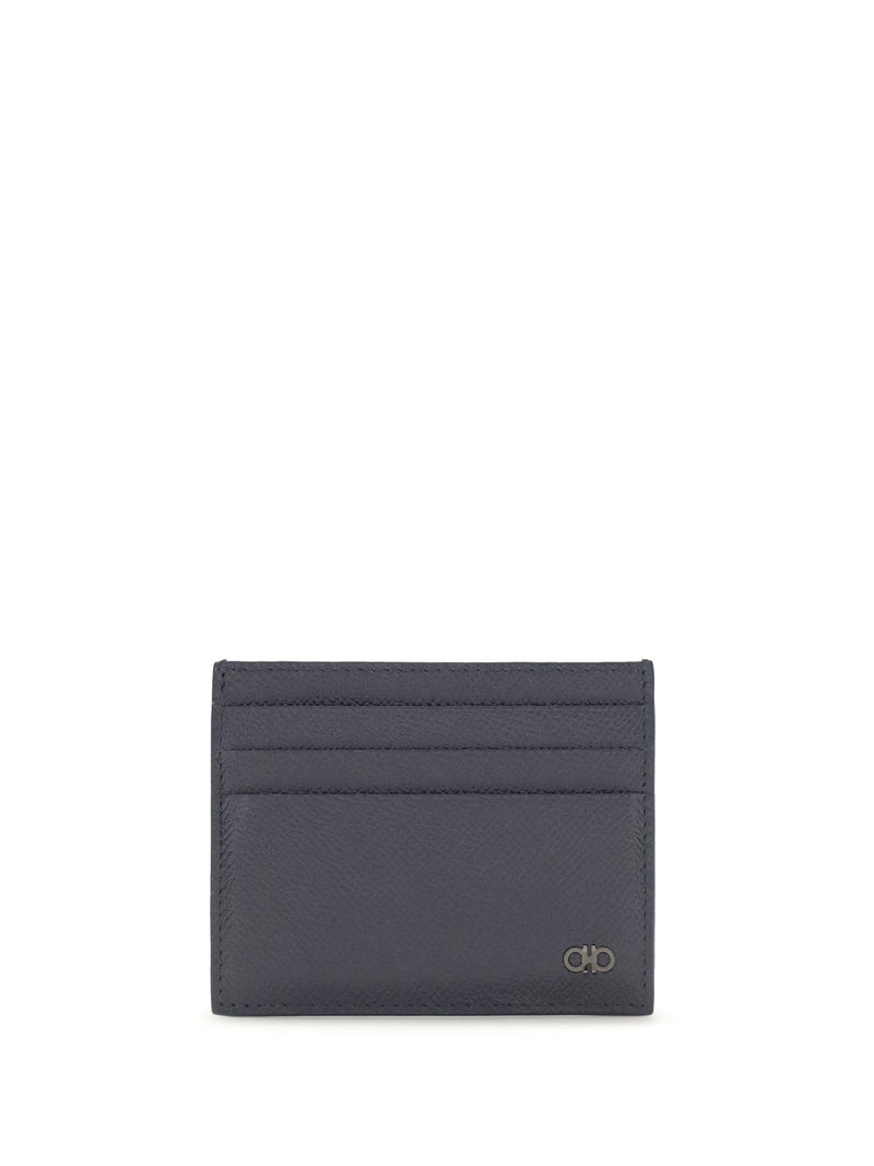 Ferragamo Gancini Card Case — Navy Calf Leather Cases