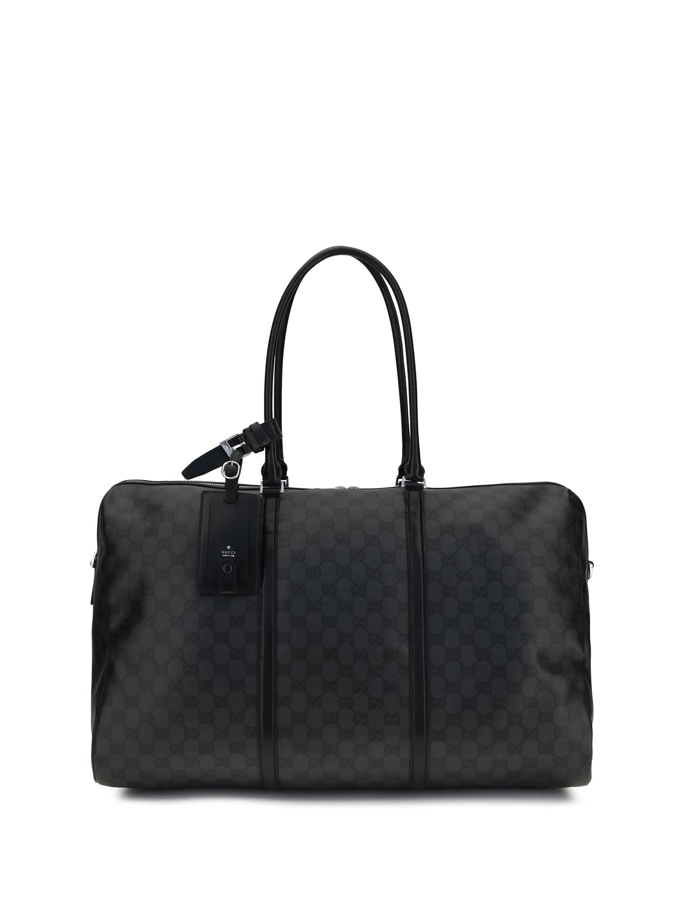 Gucci Travel Bag — Black Cotton; Linen; Polyurethane Top Handle