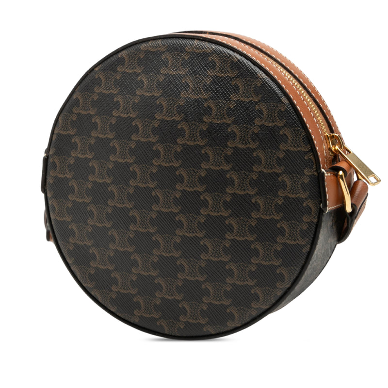 Triomphe Coated Canvas Round Purse on Strap - Image 2