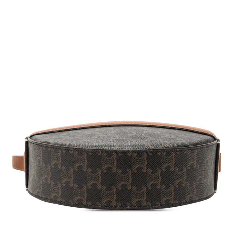 Triomphe Coated Canvas Round Purse on Strap - Image 3