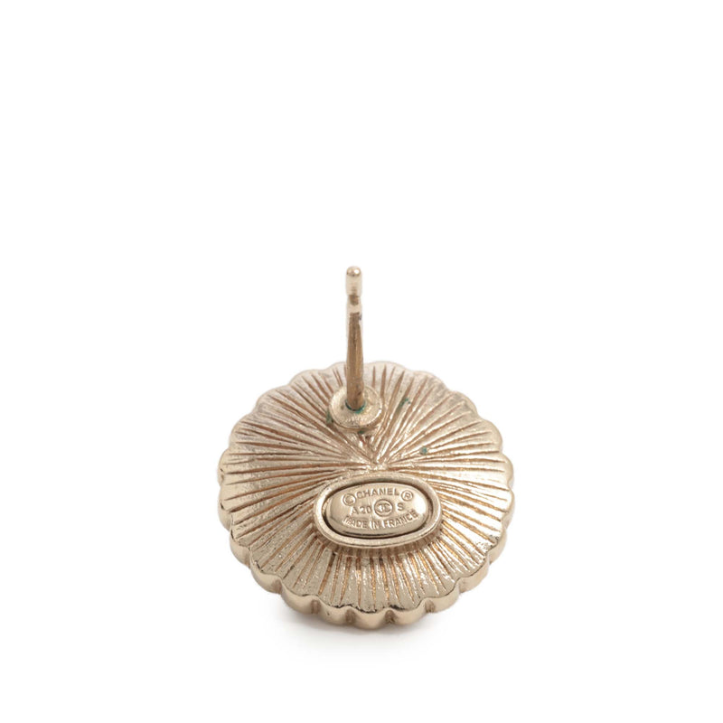 CC Gold Plated Faux Pearl Strass Bullet Back Earrings - Image 5