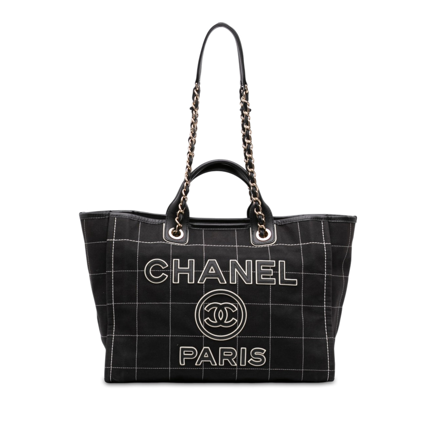 Medium Canvas Square Stitch Deauville Tote - Image 1