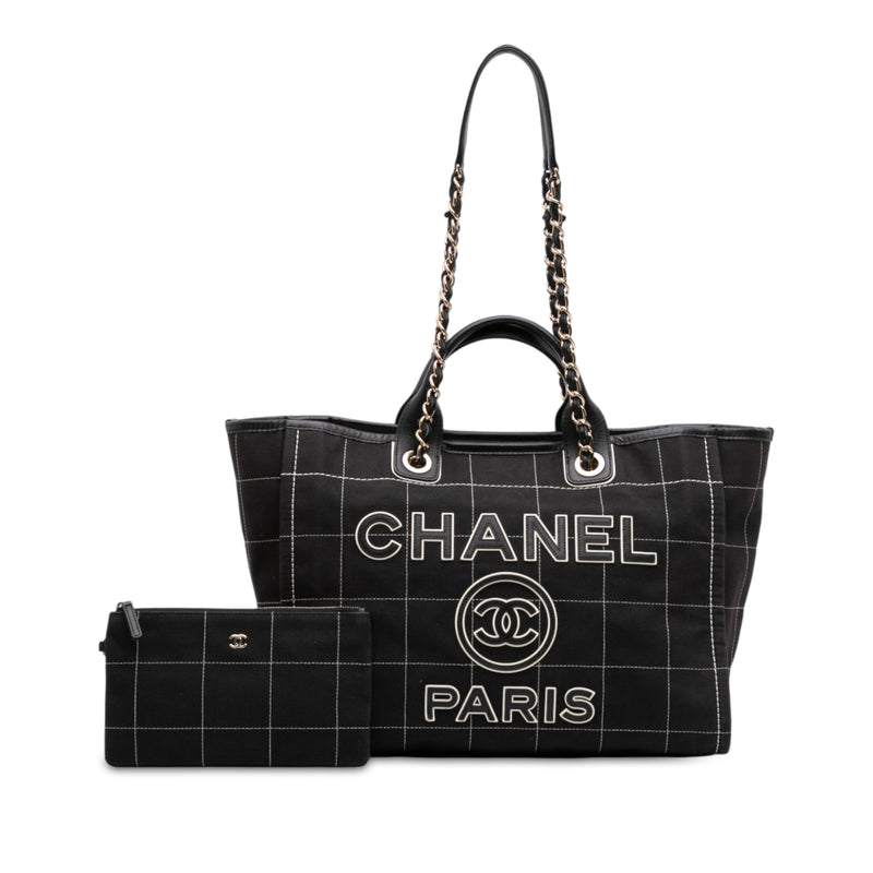 Medium Canvas Square Stitch Deauville Tote - Image 7