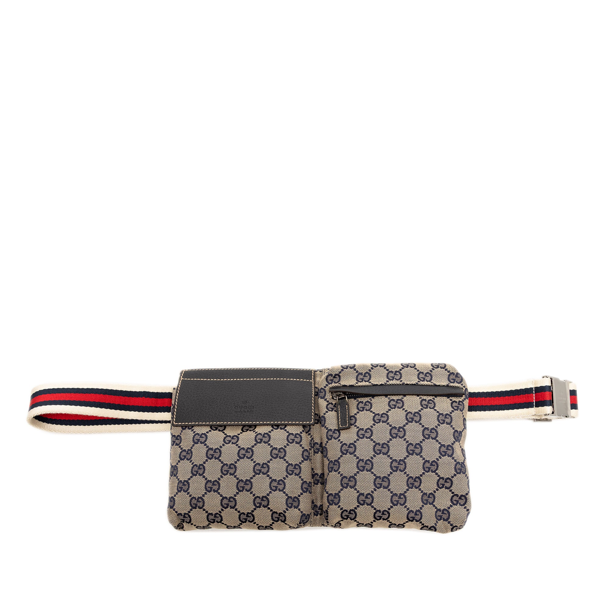 GG Canvas Web Double Pocket Belt Bag - Image 1