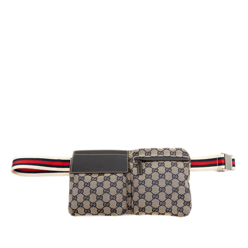 GG Canvas Web Double Pocket Belt Bag